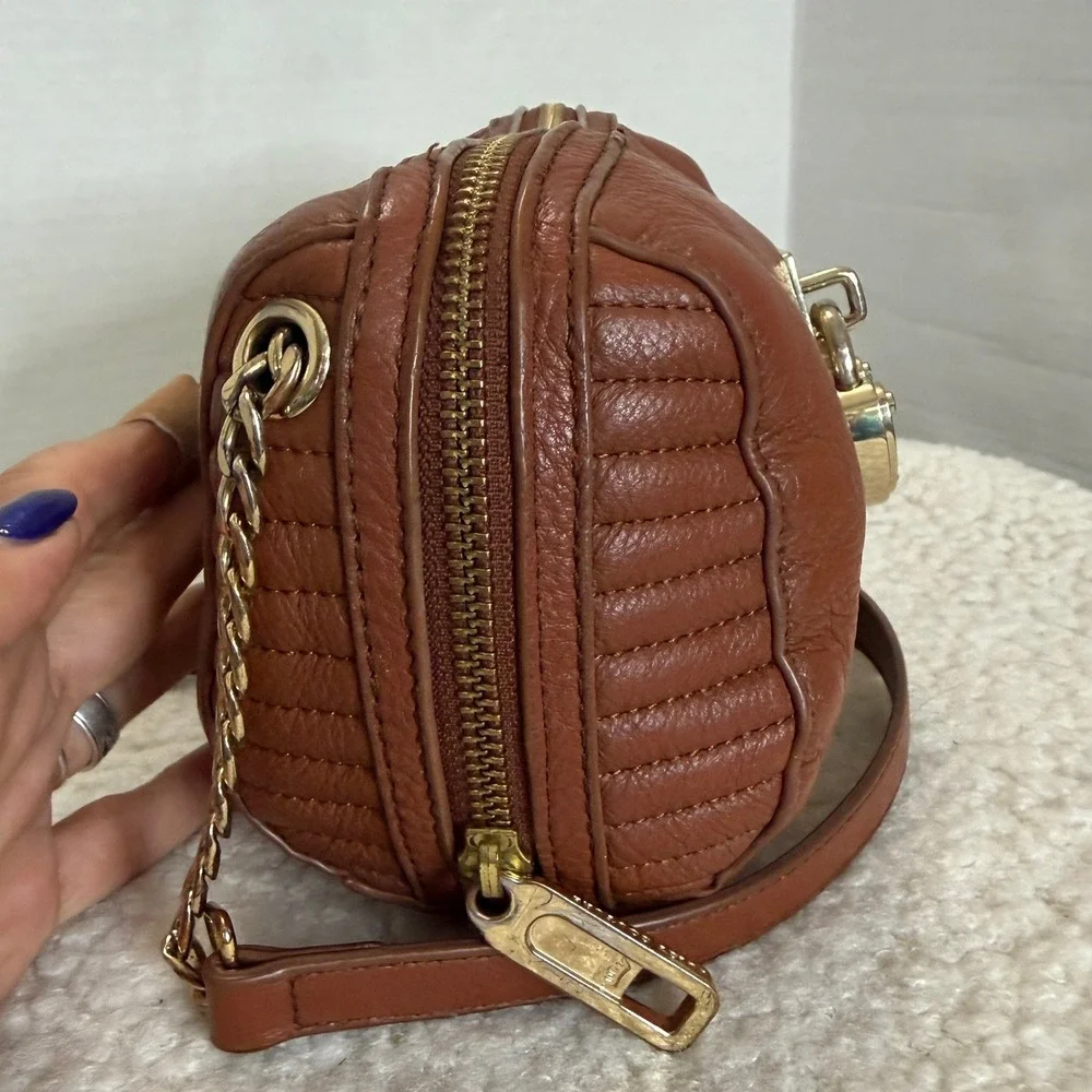 Juicy Couture Brown Leather Crossbody Bag Heart Padlock Leopard Print Lining - Picture 4 of 15